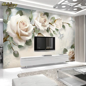 beibehang Ručne maľované olejomaľba ruže kvet Vlastné 3D nástenná maľba Foto Tapety na Stenu papier nástenná maľba Obývacia Izba, Spálňa Pozadie