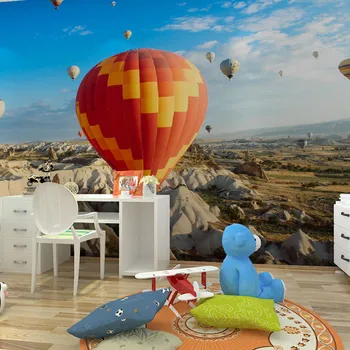 beibehang teplovzdušný balón letí pod modrým nebom vzor krajiny domova spálňa, detská izba stenu, tapety nástenná maľba
