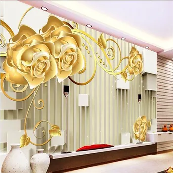 beibehang Veľké Vlastné Foto Tapety-3d Luxus, Kvalita HD Obývacia Izba Gold Rose White Box Moderného Umenia Tapety, Dekorácie