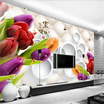 Beibehang Vlastné 3D tapeta na stenu maliar a bohaté mäkká taška tulipán stereo TV joj stene obývacej izby, spálne, 3d tapety