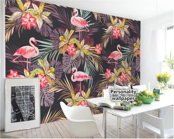 beibehang Vlastné klasický interiér osobnosti estetické 3d tapeta plameniakov tropických rastlín, spálňa pozadie papier peint