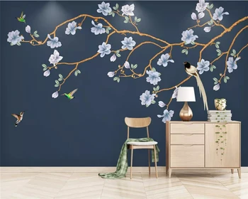 beibehang Vlastné Čínske ručne maľované moderné kvety, vtáky, kvet magnólie ručne maľované, TV joj, abstraktných de parede tapety