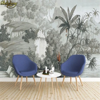beibehang Vlastnú tapetu obývacia izba dekorácie Európskej nostalgické retro dažďového pralesa banán palm nástenná maľba pozadia spálňa decor