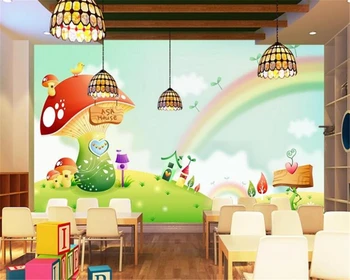 Beibehang Vlastnú tapetu Sníva Rainbow Húb Škôlky Kreslených Pozadí detskej Izby Pozadí nástenná maľba 3d tapety