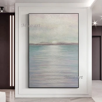 Bez rámu 3d Abstraktnú olejomaľbu Seascape Ručne Maľované Akryl Umelecké dielo, Obraz na Plátne Umenie Moderné materské školy Dekorácie