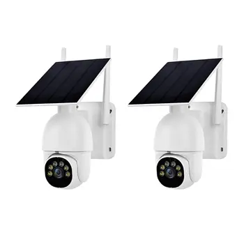 Bezdrôtové Solárne Bezpečnostné Kamery Vonkajšie s Siréna Detekcia Pohybu Pan Tilt 360° View 2 Way Audio Dohľad cam