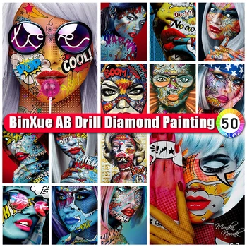 BinXue Ulici Graffiti Príliv AB Art Diamond Maľovanie Auta Cartoon Farba Dievča Cross Stitch Pery Ručné DIY Mozaikové Umenie Darček
