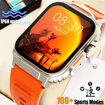 Bluetooth Hovor Smart Hodinky Mužov 1.96 Palcový AMOLED HD Displej 100+ Šport Fitness tracker Vodotesný IP68 Smartwatch Pre TWS Slúchadlá