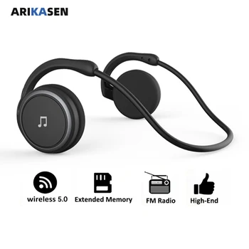 Bluetooth Slúchadlá s MP3 Prehrávač, FM Rádio On-Ear Pohodlné Zábal Okolo Hlavy Bezdrôtové Slúchadlá Rozšíriteľný Pamäť s Mic