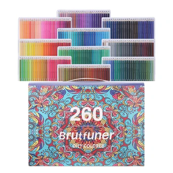 Brutfuner 260Colors na báze Oleja, Náčrt, Farebné Ceruzky Nastaviť Profesionálne Dreva Kreslenie Ceruzkou Súprava Na Maľovanie Maľovanky Umelecké potreby