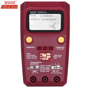 BSIDE ESR02PRO Digitálne Tranzistor SMD Súčiastky Tester Dióda Triode Kapacita Indukčnosť Multimeter Meter