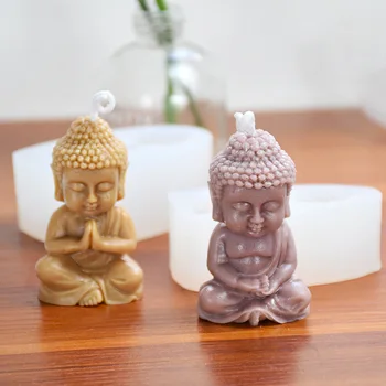 Buddha Sviečka, Silikónové Formy DIY 3D Málo Sochu Budhu Ručne vyrábané Mydlo Vonná Sviečka Výrobu Sadrových Foriem Domácej Cirkvi Dekor