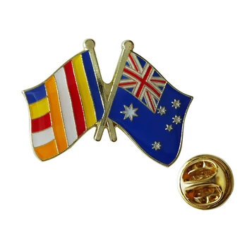 Budhizmus & Austrália kríž vlajka klopě pin odznak+Železo á mosadz+farby+epoxy+motýľ tlačidlo späť-doprava Zadarmo(300 ks/lot)