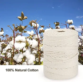 Béžová prírodné twisted odolná bavlna lano, 3mm x 200m, poskytovanie dekorácie pre domov ručné
