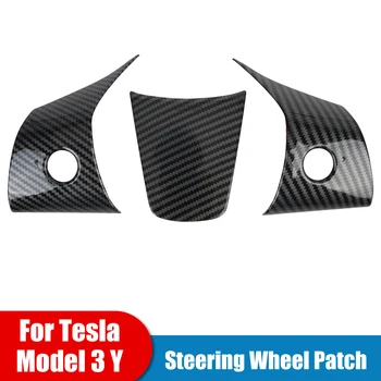 Carbon Fiber Volant Patch Interiér Upravený ABS Pre Tesla Model 3 Y Dekorácie 3 Ks/Nastavenie Orezania Nálepku Krytu