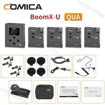 Comica BoomX-U QUA 4 Kanály UHF Bezdrôtová Lavalier Mikrofón Systém pre Fotoaparát Telefónu Video Streľba Rozhovor Live Streaming