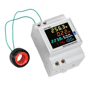 D52-2066 Din lištu AC Volt Monitor 110V 220V 380V Prúdu Elektrickej Energie Meter Smart AMP 100A Domov Energie Wattmeter
