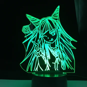 Danganronpa Mioda Ibuki 3D Ilúziu Led Anime Lampy, Osvetlenie Farby Nightlights Lampara Na Darček