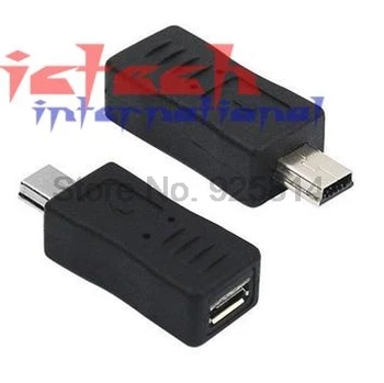 dhl alebo ems 200pcs Vysoko Kvalitné Čierna Micro USB Samicu na Mini USB Muž Adaptér Konektor Converter Adaptér