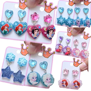 Disney Elsa detské ucho klip náušnice bez prebodol kreslených princezná série náušnice Mrazené ucho klip dievčatko accessorie