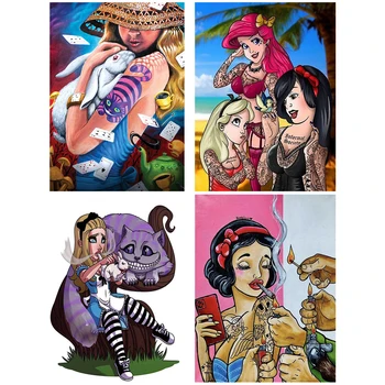 Disney Princezná Diamond Maľovanie Cartoon Punk Dievča Plné Kolo /Štvorcových Diamond Výšivky DIY Remeselníci Domova
