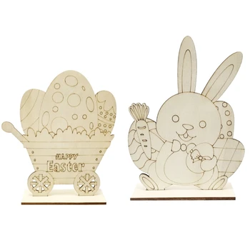 DIY Králik Bunny Vajcia Výrez Dreva Zdobením Nedokončené Dreva Ploche Ornament
