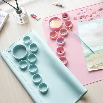 DIY Silikónové Maľovanie Mat Pigment Paletu Non-Stick Plavidlá Podložka Pre Maľovanie Atramentu Prelínanie Watercoloring Razenie Remeselné Nástroje