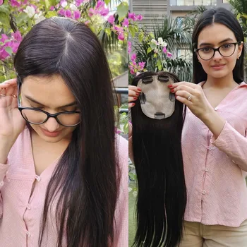 Dlho Čínske Vlasy Klip V Vňaťou Pre Ženy, Skutočné Panny Ľudské Vlasy Kus Customed Toupee Wiglet Top Tenký Strata Vlasov