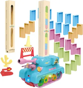 Domino Vlak, Dominos Nastavené Svetlá & Zvuky - Budovanie a Stohovanie Hračky Kreatívne Hračky pre Deti Ages3+, Darčeky pre Chlapcov a Gi