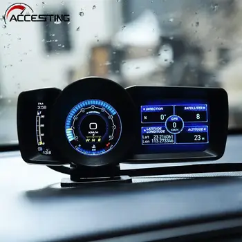 Dual Screen Head Up Display OBD2 Auto Displej GPS Smart Auto HUD Podporu Meradlo Digitálne počítadlo kilometrov Bezpečnostný Alarm Voda a Olej Temp ot. / MIN.
