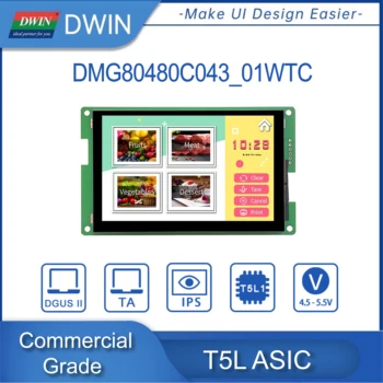 DWIN 4.3 Palcový TFT LCD Modul 800*480 Pixelov Obchodné Dotykový Displej TTL (Inteligentné Didplays HMI DMG80480C043_01W/02W