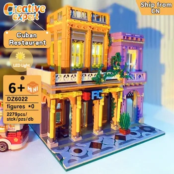 DZ6022 Mini Tehly Creative Expert Moc Modualr Kubánska Reštaurácia Street View Modelu Stavebné Bloky, Hračky Narodeninám 2279pcs