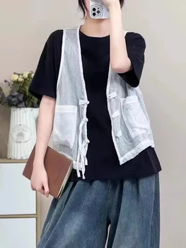 Dámske vesta nové v outerwears mori dievčatá Japonský štýl bežné vintage white navy tmavé pevné tlačidlá vesta vesta