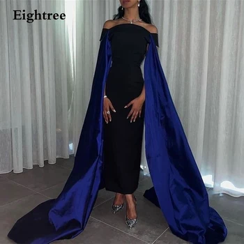 Eightree Vintage Čierna a Modrá Večerné Šaty morskej panny Ramena Štrbinou Abendhttpder Dubaj Formálne Príležitosti Šaty 2023