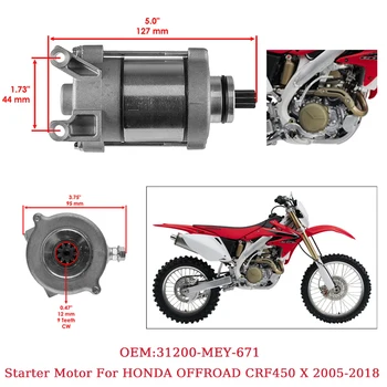 Eletrical Motocykel Štartovací Motor Na Honda CRF450 CRF450X 2005-2018 18852 štartovania Motora OEM Diely Č.31200-MEY-671 CRF 450 X