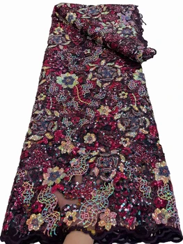 Európske a Americké farebné blokovanie sequin výšivky, tkaniny, módne perličiek trubice výšivky party šaty cheongsam textílie 5 metrov