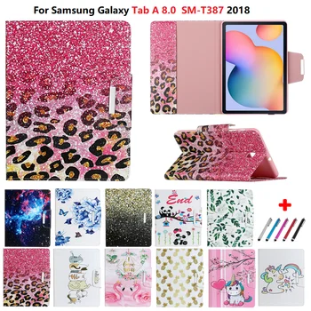 Farebný obal Pre Samsung Galaxy Tab 8.0 Prípade 2018 T387 SM-T387V SM-T387W Kryt Fundas Pre Galaxy Tab 8 SM-T387 Tablet Shell