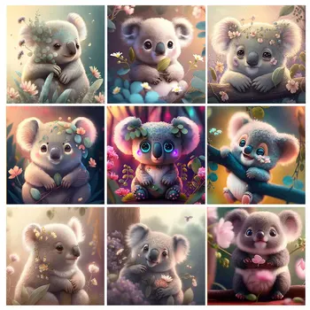 FIYO 5D DIY Zvierat Diamond Maľovanie Nový Roztomilý Koala Výšivky Súpravy Cross Stitch Mozaiky Kvet Kreatívne Hobby Domáce Dekorácie