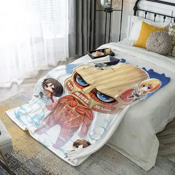 Funny Svalová Útok na Titan Anime Plyšové Deka Mäkké Teplé Piknik Cestovné Hodiť Kryt prehoz cez posteľ Pláži Cosplay Flanelové Fleece