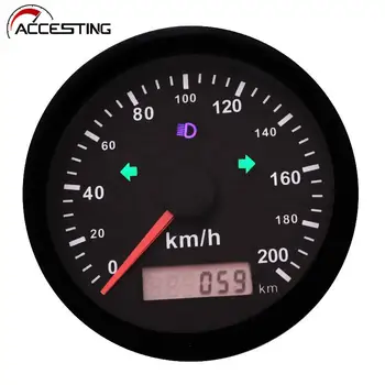 GPS Tachometer 200 KM/H S GPS Anténa pre Auto, Loď Motocyklov S Viac ako Rýchlosť Bzučiak Alarm a vypína Svetlo 85MM