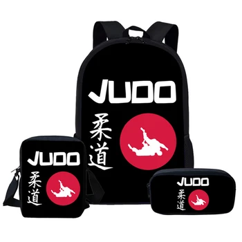 Harajuku Novinkou v Pohode Judo 3ks/Set Batoh 3D Tlač Škole Študent Bookbag Notebook Daypack Taška cez Rameno peračník