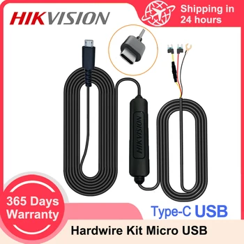 Hikvision Auta DVR Záznam Hardwire Držiak Pre Nízke Vol Ochrana TYP-C, USB Port ACC Napájací Kábel 12V-24V v 5V2.5A Nabíjačku Line