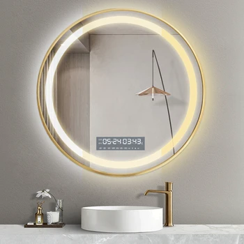Inteligentný kúpeľňa zrkadlo bez dierovanie, hliníkové zliatiny, LED svetlo, zrkadlo, kruhové wc, defogging zrkadlo