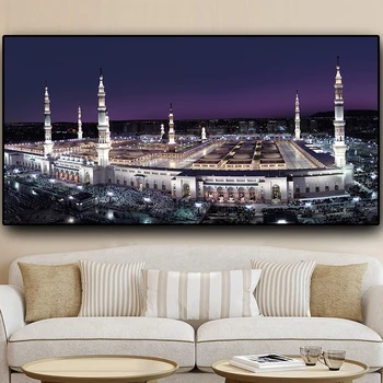 Islam Budovy Nightscape 5D DIY Diamond Maľovanie Plný Vrták mozaiky Diamant Výšivky Veľké Mekky Islamskej Moslimskej Mešite EE1066