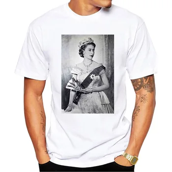 Jej Veličenstvo Kráľovná Elizabeth II Vytlačené T-shirt Ročník Populárnej Krátky Rukáv Mužov, T Košele, Topy Tee Košele Harajuku Streetwear