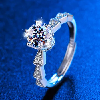 Jemné Šperky 1ct Klasické Šesť Pazúry Svadobné Zapojenie 925 Sterling Silver Diamond Moissanite Prstene pre Ženy