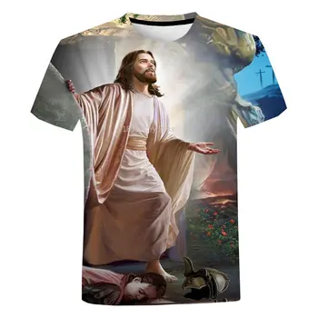 Ježiš Kristus 3D Tlač T-shirts Muž Ženy 3D Tlač Hip Hop Voľné Krátky Rukáv Streetwear Veľkými Vintage T Košele, Krátke Rukávy