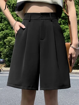 Jielur Lete Jednofarebné Jednoduché Ženský Oblek Šortky Čiernej Voľné Office Lady Vysoký Pás Ženy Šortky Módne Streetwear Oblečenie
