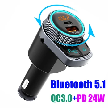 JINSERTA Auto Bluetooth 5.1 FM Vysielač Bezdrôtového Súprava Handsfree, Prehrávač Mp3 Bezstratové Prehrávanie Hudby USB QC3.0 PD24W Rýchlu Nabíjačku