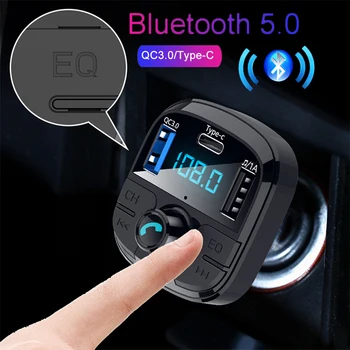 JINSERTA Najnovšie Bluetooth 5.0 Auto FM Transimtter QC3.0 Rýchlu Nabíjačku Typ-c FM Modulátor TF USB kl ' úč Hudby Auto MP3 Prehrávač